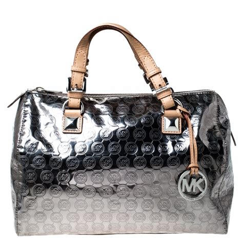 michael kors bag silver|michael kors silver satchel handbag.